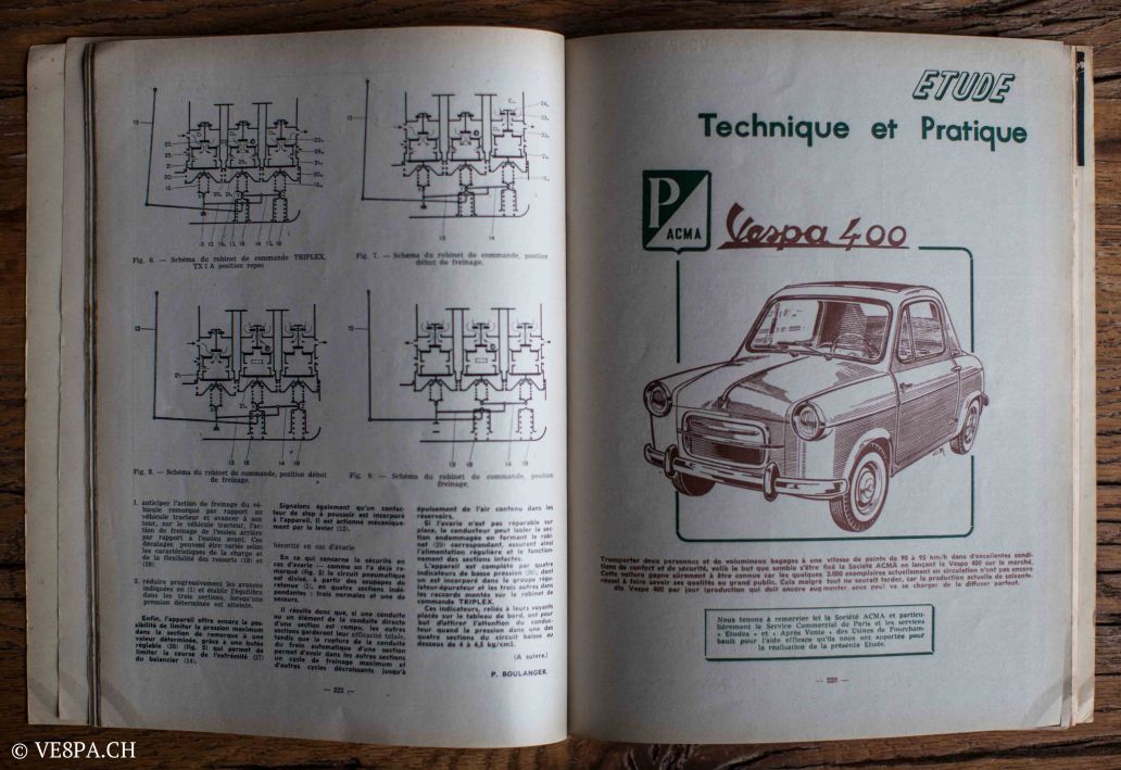 Vespa ACMA 400, 1958, O-Lack, Erstserie, www.VE8PA.CH-106