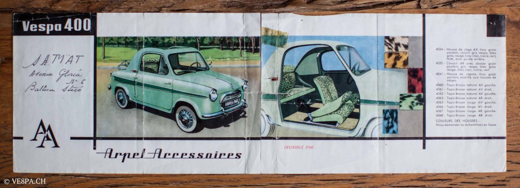 Vespa ACMA 400, 1958, O-Lack, Erstserie, www.VE8PA.CH-81