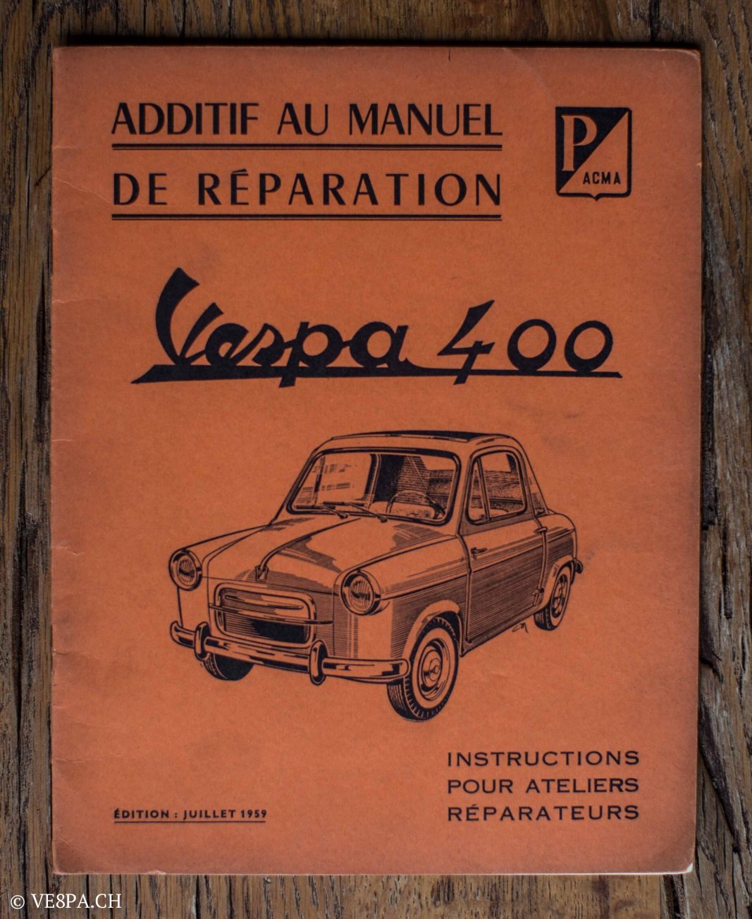 Vespa ACMA 400, 1958, O-Lack, Erstserie, www.VE8PA.CH-82