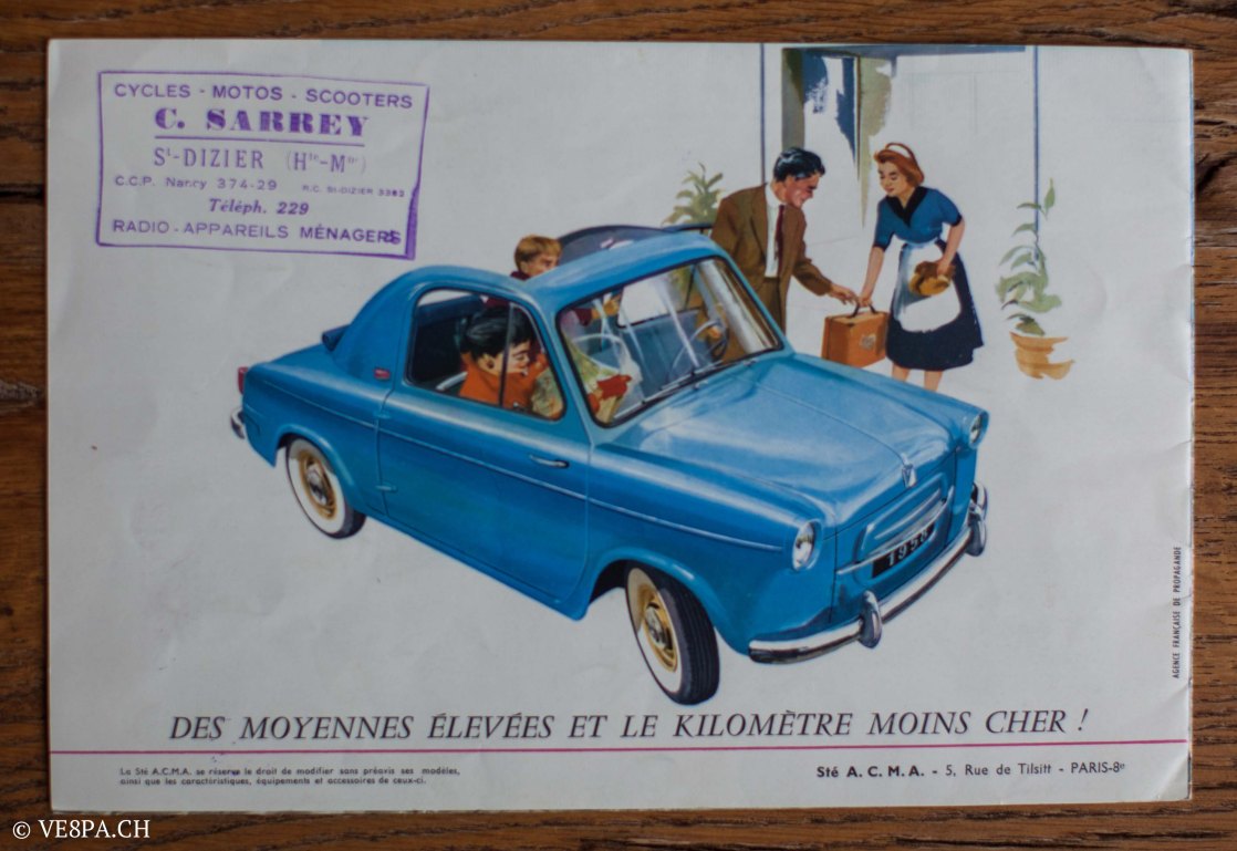 Vespa ACMA 400, 1958, O-Lack, Erstserie, www.VE8PA.CH-98