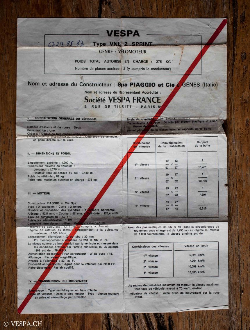 Vespa GTR 125, wie Vespa TS, Vespa Rally 180 200, Vespa SS 180, O-Lack, Conservata, Original - VE8PA.CH-8